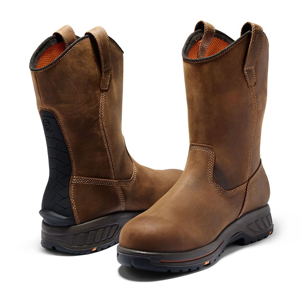 Botas de Trabajo Timberland Hombre Pro® Helix Hd Comp Toe Pull-On Marrones/Negras - Chile PKV-261378